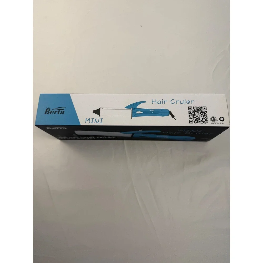 Berta‎ Mini Hair Curler Ceramic Travel Iron Blue Negative Ion Auto Shut Off